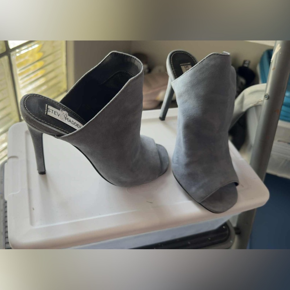 Steve Madden Charcoal Heeled Mules